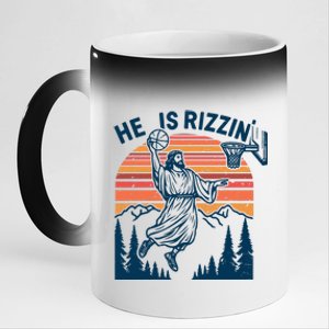 He Is Rizzin Easter Jesus Christian Basketball 11oz Black Color Changing Mug