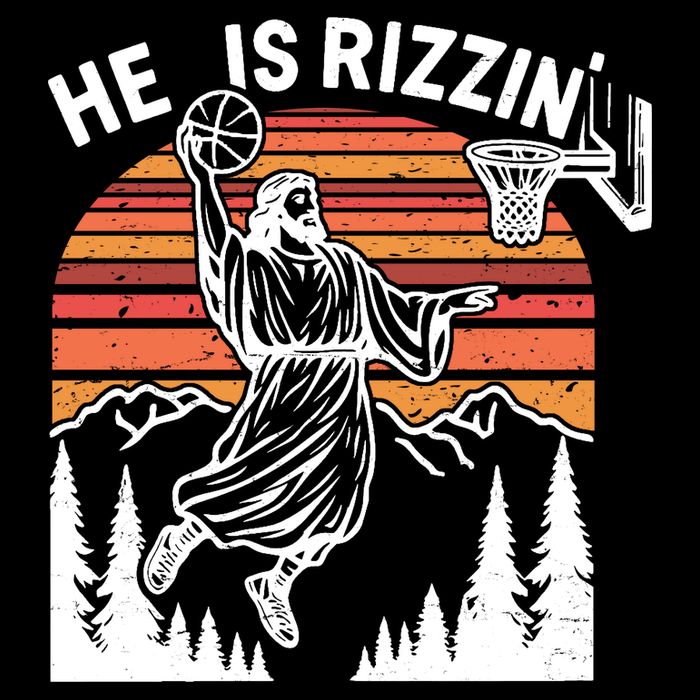 He Is Rizzin Easter Jesus Christian Basketball Flexfit Unipanel Trucker Cap