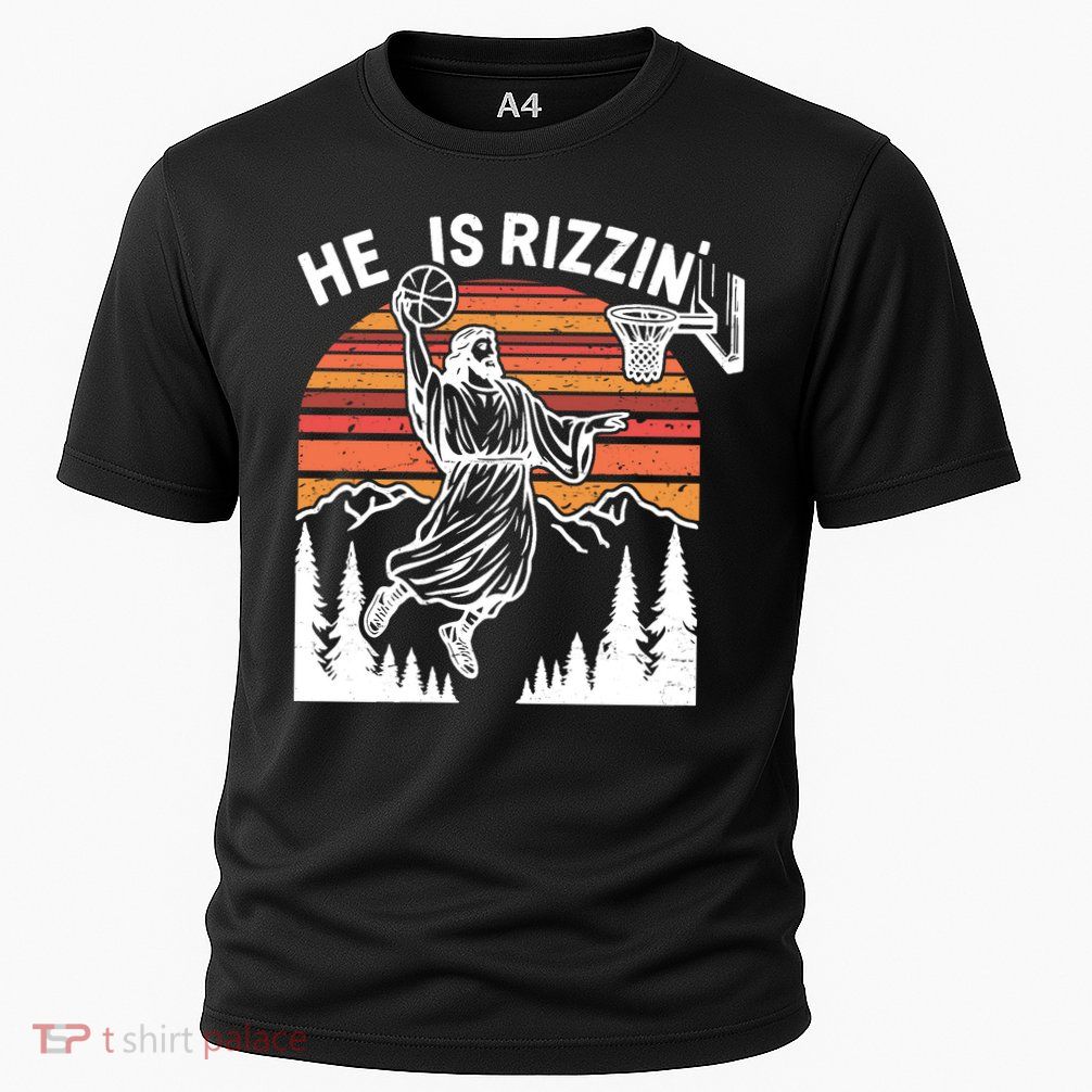 He Is Rizzin Easter Jesus Christian Basketball Cooling Performance Crew T-Shirt