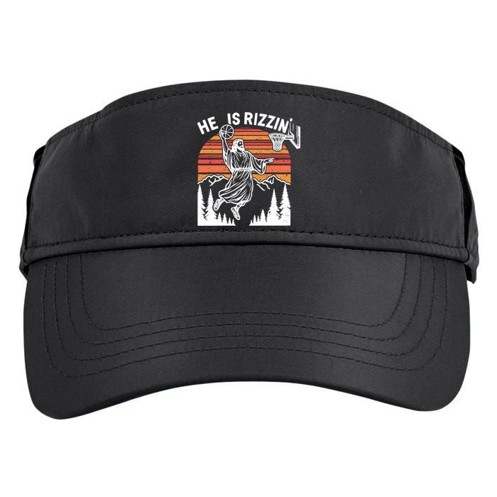 He Is Rizzin Easter Jesus Christian Basketball Adult Drive Performance Visor