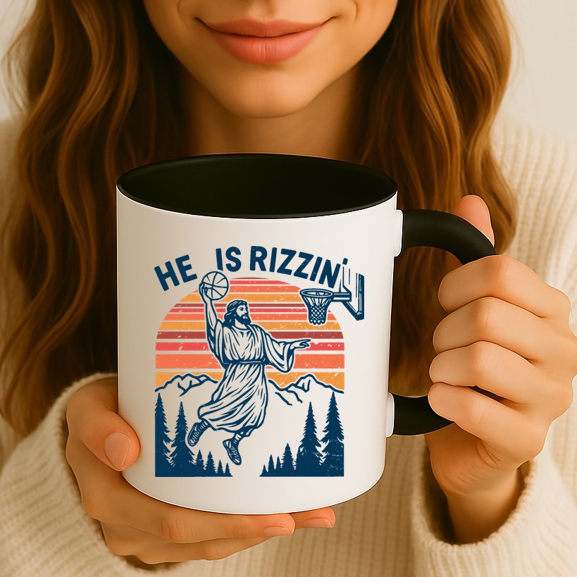 He Is Rizzin Easter Jesus Christian Basketball Mug