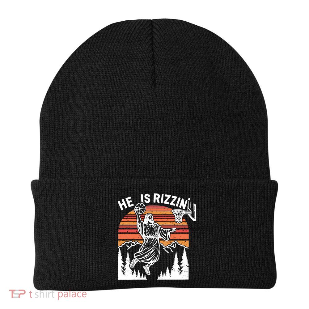 He Is Rizzin Easter Jesus Christian Basketball Beanie
