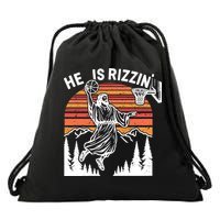 He Is Rizzin Easter Jesus Christian Basketball Drawstring Bag