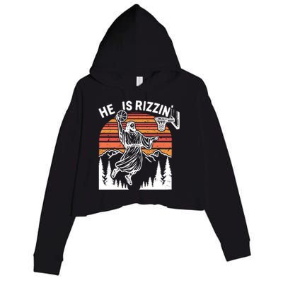 He Is Rizzin Easter Jesus Christian Basketball Crop Fleece Hoodie