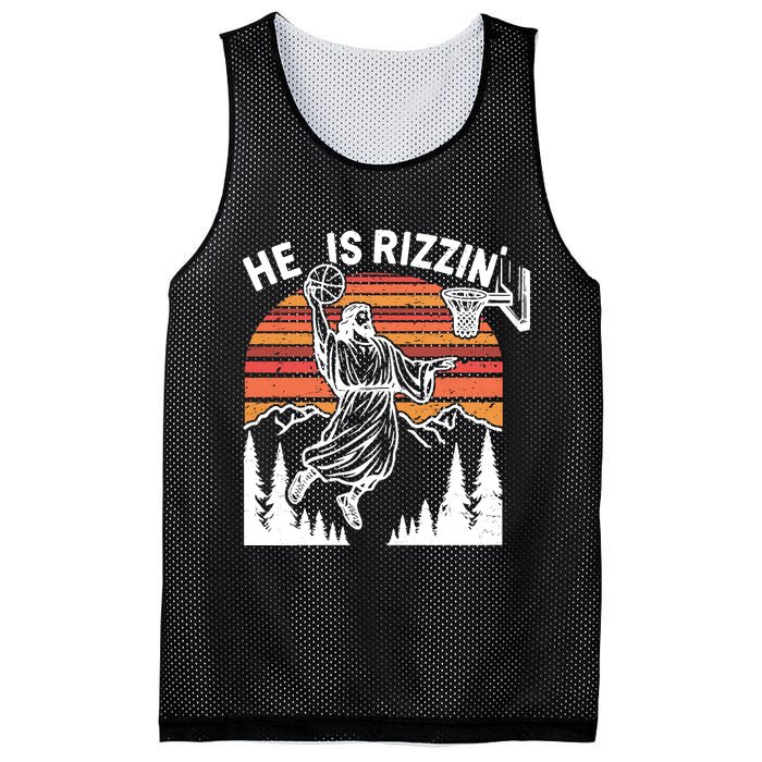 He Is Rizzin Easter Jesus Christian Basketball Mesh Reversible Basketball Jersey Tank