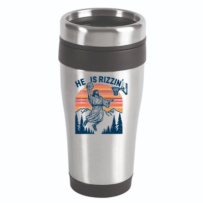 He Is Rizzin Easter Jesus Christian Basketball 16oz Travel Tumbler