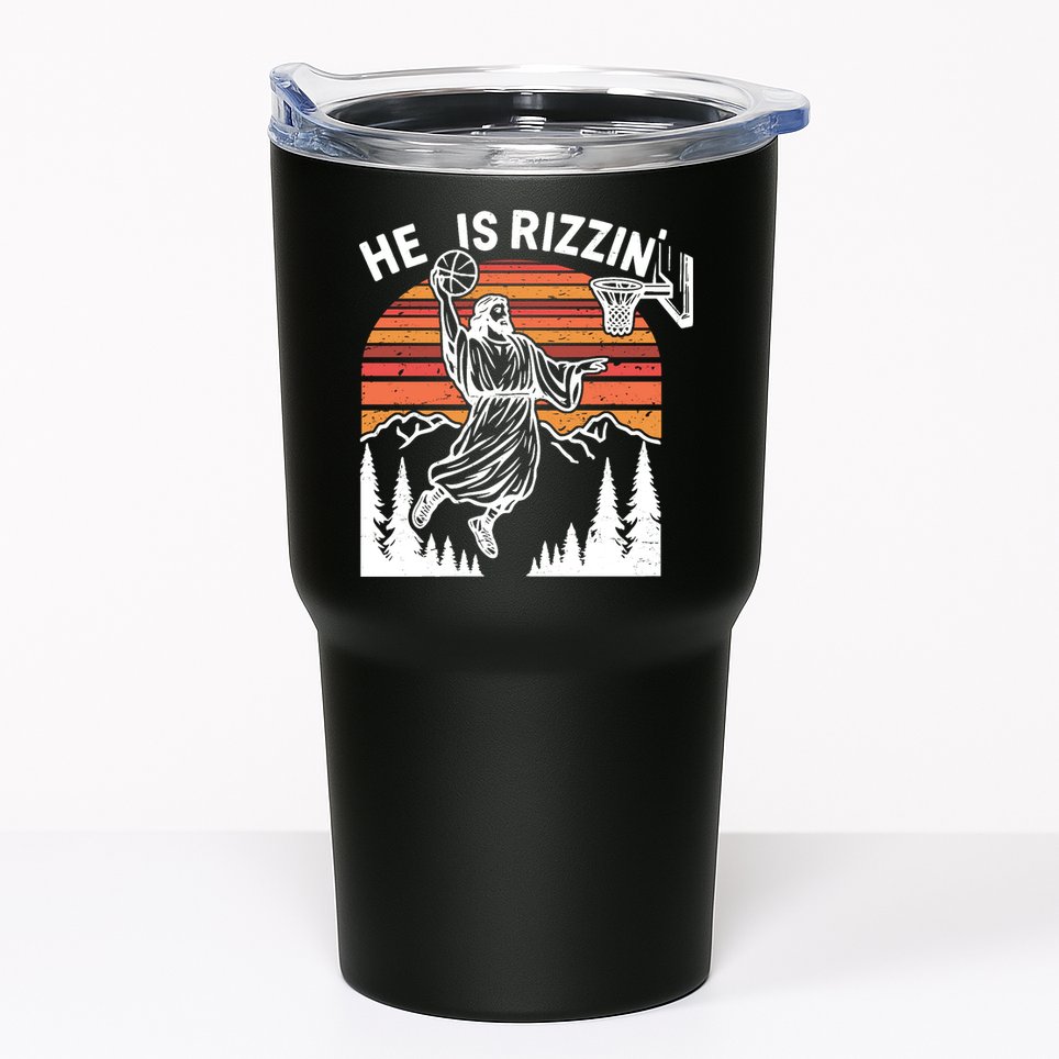 He Is Rizzin Easter Jesus Christian Basketball Tumbler