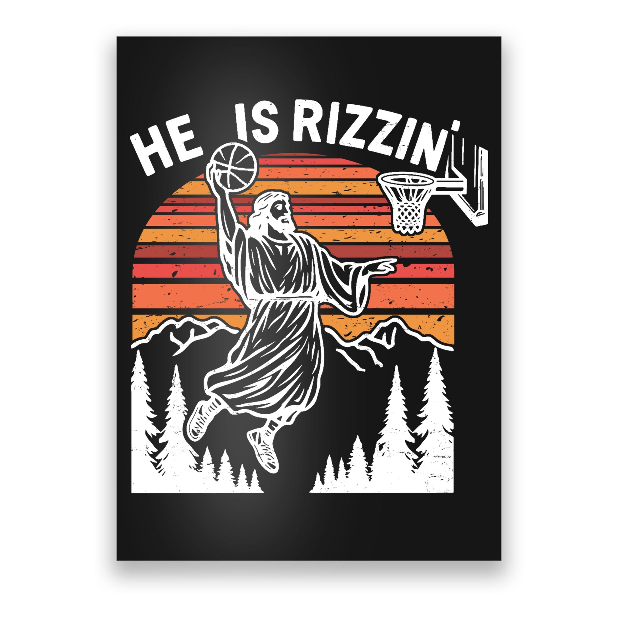 He Is Rizzin Easter Jesus Christian Basketball Poster