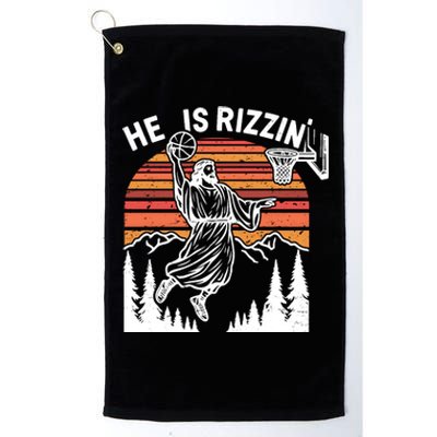 He Is Rizzin Easter Jesus Christian Basketball Platinum Collection Golf Towel