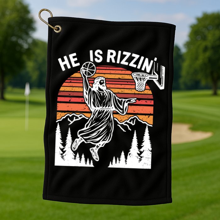 He Is Rizzin Easter Jesus Christian Basketball Golf Towel