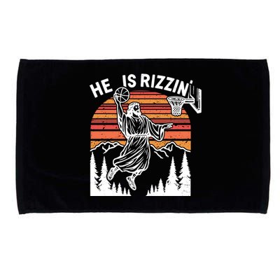 He Is Rizzin Easter Jesus Christian Basketball Microfiber Hand Towel