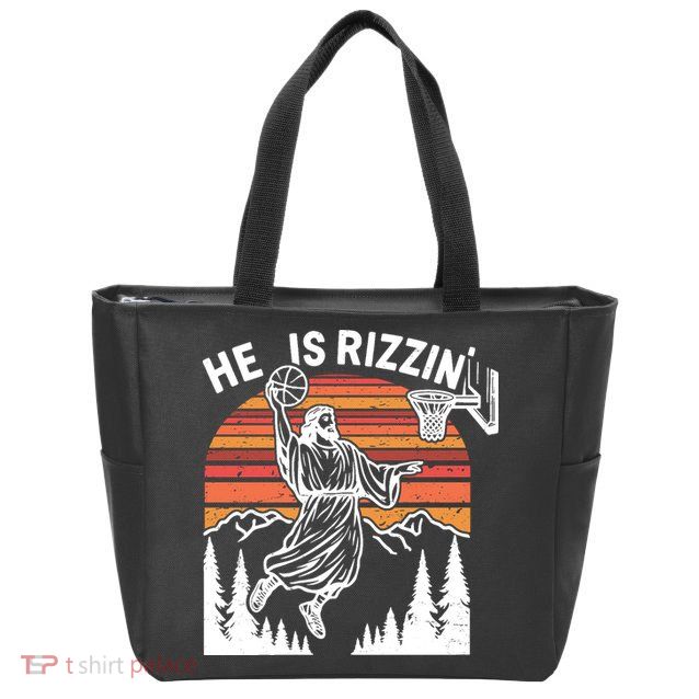 He Is Rizzin Easter Jesus Christian Basketball Zip Tote Bag