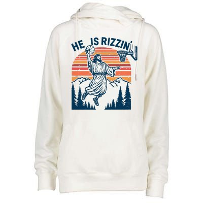 He Is Rizzin Easter Jesus Christian Basketball Womens Funnel Neck Pullover Hood