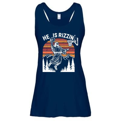 He Is Rizzin Easter Jesus Christian Basketball Ladies Essential Flowy Tank