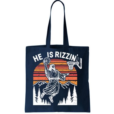 He Is Rizzin Easter Jesus Christian Basketball Tote Bag