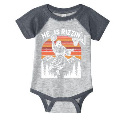 He Is Rizzin Easter Jesus Christian Basketball Infant Baby Jersey Bodysuit