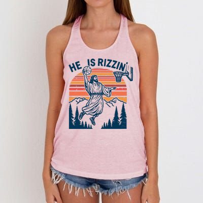 He Is Rizzin Easter Jesus Christian Basketball Women's Knotted Racerback Tank