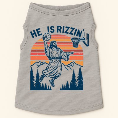 He Is Rizzin Easter Jesus Christian Basketball Doggie Tank