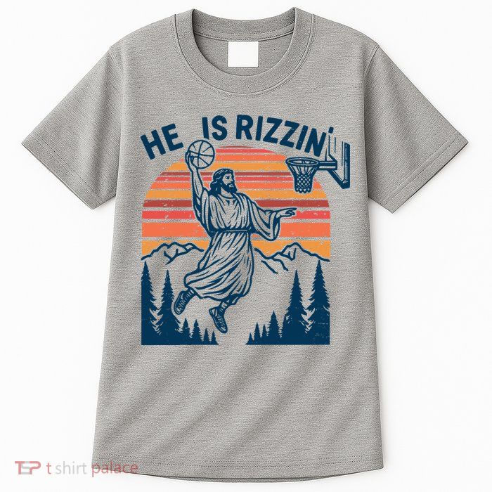 He Is Rizzin Easter Jesus Christian Basketball Tall T-Shirt