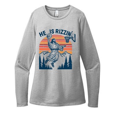 He Is Rizzin Easter Jesus Christian Basketball Womens CVC Long Sleeve Shirt