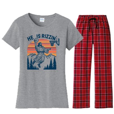 He Is Rizzin Easter Jesus Christian Basketball Women's Flannel Pajama Set