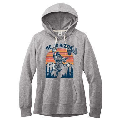 He Is Rizzin Easter Jesus Christian Basketball Women's Fleece Hoodie