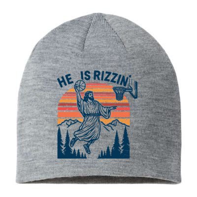 He Is Rizzin Easter Jesus Christian Basketball Sustainable Beanie