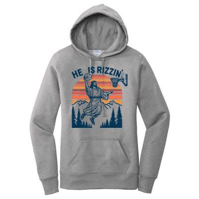 He Is Rizzin Easter Jesus Christian Basketball Women's Pullover Hoodie