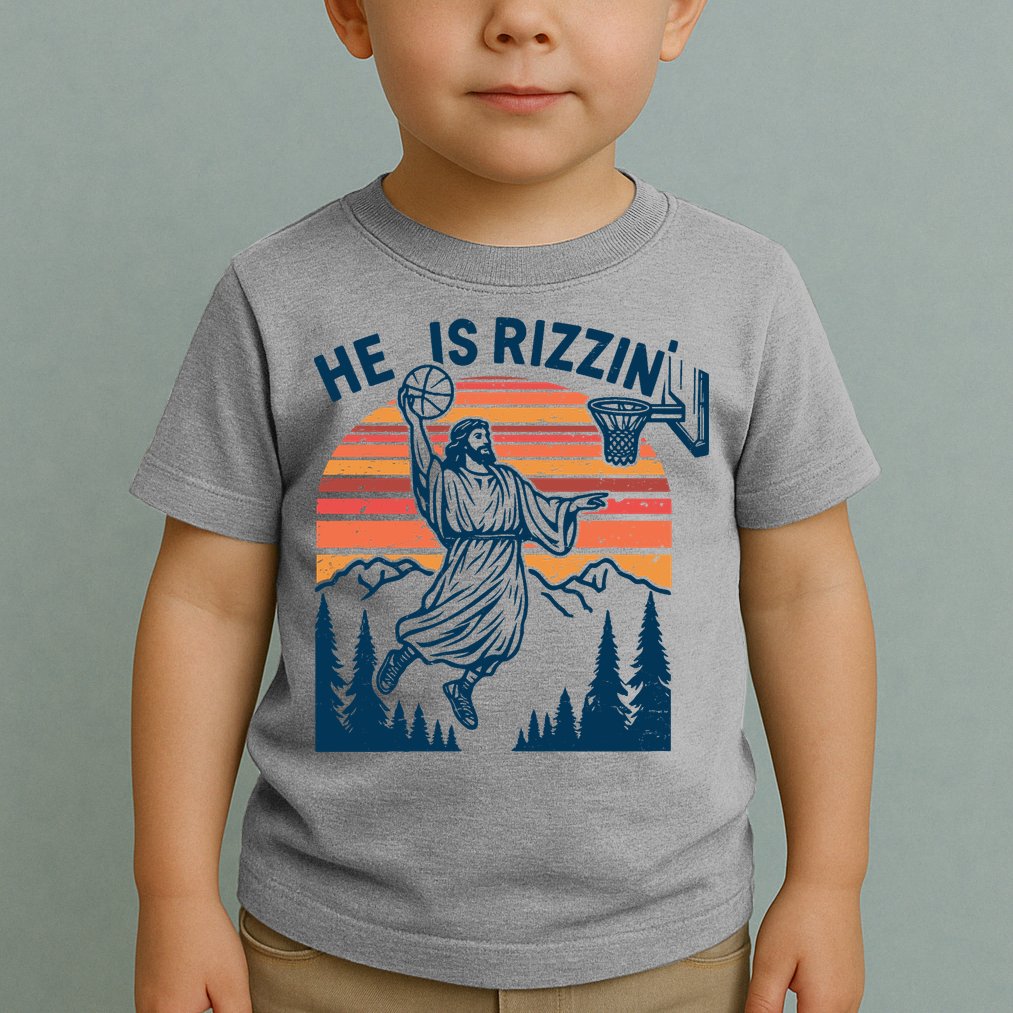 He Is Rizzin Easter Jesus Christian Basketball Toddler T-Shirt