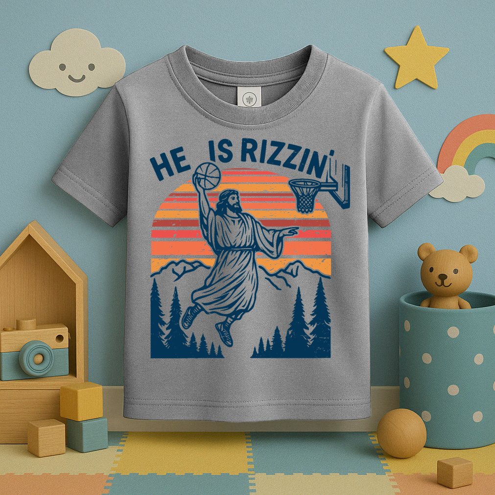 He Is Rizzin Easter Jesus Christian Basketball Toddler T-Shirt