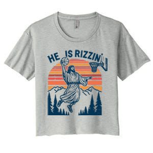 He Is Rizzin Easter Jesus Christian Basketball Women's Crop Top Tee