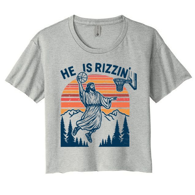 He Is Rizzin Easter Jesus Christian Basketball Crop Top