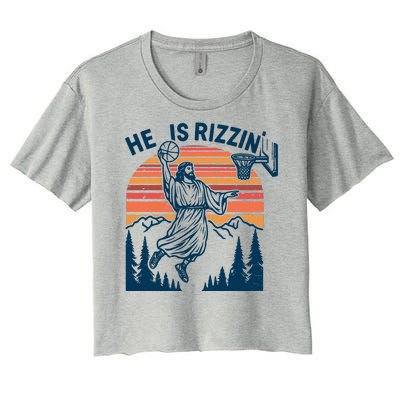 He Is Rizzin Easter Jesus Christian Basketball Women's Crop Top Tee