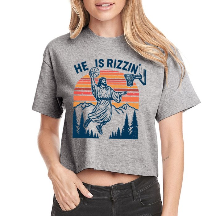 He Is Rizzin Easter Jesus Christian Basketball Crop Top