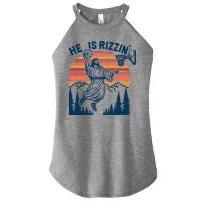 He Is Rizzin Easter Jesus Christian Basketball Women's Perfect Tri Rocker Tank