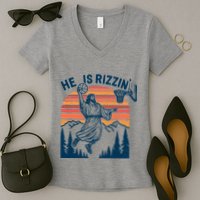 He Is Rizzin Easter Jesus Christian Basketball Women's V-Neck T-Shirt