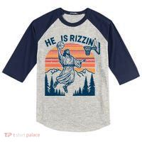 He Is Rizzin Easter Jesus Christian Basketball Kids Colorblock Raglan Jersey