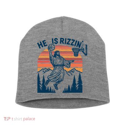 He Is Rizzin Easter Jesus Christian Basketball Short Acrylic Beanie