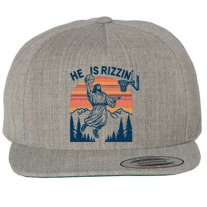 He Is Rizzin Easter Jesus Christian Basketball Wool Snapback Cap