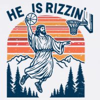 He Is Rizzin Easter Jesus Christian Basketball Garment-Dyed Sweatshirt