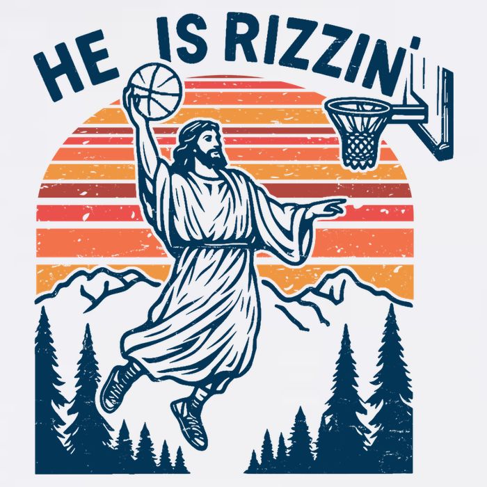 He Is Rizzin Easter Jesus Christian Basketball Garment-Dyed Sweatshirt