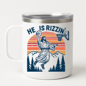 He Is Rizzin Easter Jesus Christian Basketball 12 oz Stainless Steel Tumbler Cup