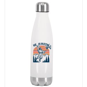 He Is Rizzin Easter Jesus Christian Basketball Stainless Steel Insulated Water Bottle