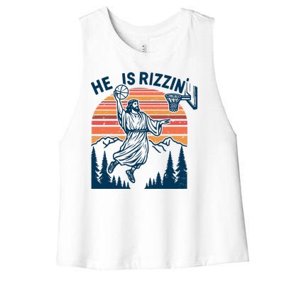 He Is Rizzin Easter Jesus Christian Basketball Women's Racerback Cropped Tank