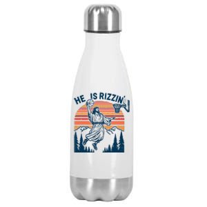 He Is Rizzin Easter Jesus Christian Basketball Stainless Steel Insulated Water Bottle