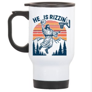 He Is Rizzin Easter Jesus Christian Basketball Stainless Steel Travel Mug