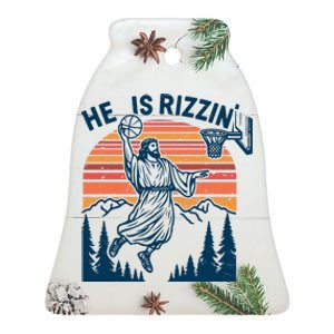 He Is Rizzin Easter Jesus Christian Basketball Ceramic Bell Ornament