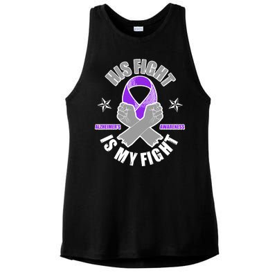 His Fight Is My Fight Alzheimer's Awareness Ladies PosiCharge Tri-Blend Wicking Tank