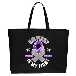 His Fight Is My Fight Alzheimer's Awareness Cotton Canvas Jumbo Tote