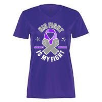 His Fight Is My Fight Alzheimer's Awareness Women's Momentum V-Neck T-Shirt